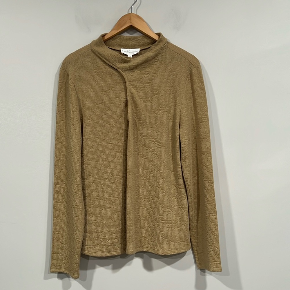 Brea Canyon Camel Long Sleeve Waffle Knit Top XXL NWT
